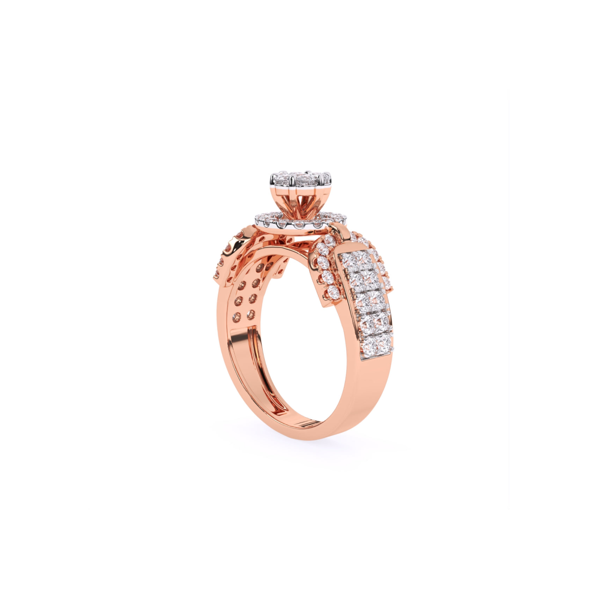 Round Accents Halo Lab Grown Diamond Ring